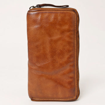 Spaghetti Western Swc434Cg Wallet Vintage Handmade Drum Dyed Genuine European Cowhide Leather Women Bag Western Handbag Purse